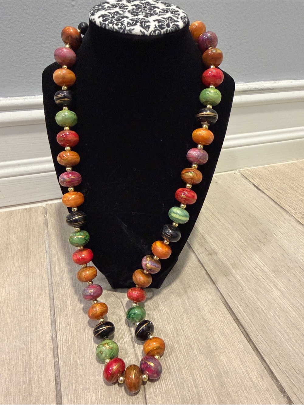 Vintage Multi-Color Beaded Statement Necklace